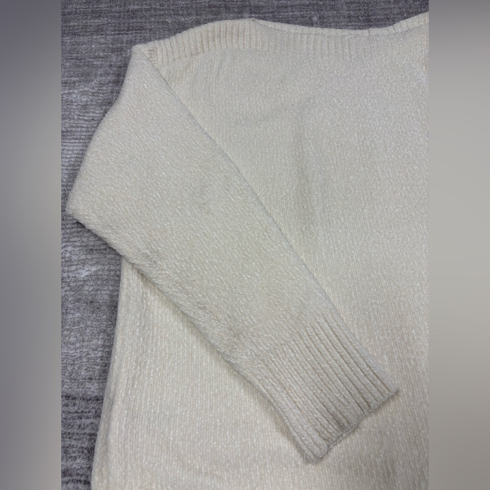 Tommy Bahama Women's Sweater Cream Chenille Knit Top Boat Neck Boxy Cozy Sz L - Picture 6 of 8